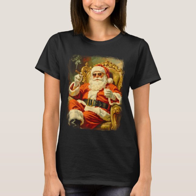Camiseta Vintage Funny Cool Big Boss Santa  (Frente)