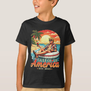 Camiseta Vintage Funny Trump Mostra o Golfo da América Trum