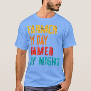 Camiseta Vintage Gamer Farmer By Day Gamer By Night