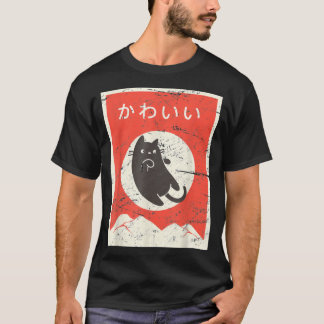 Camiseta Vintage, Gato Japonês, Anime Kawaii