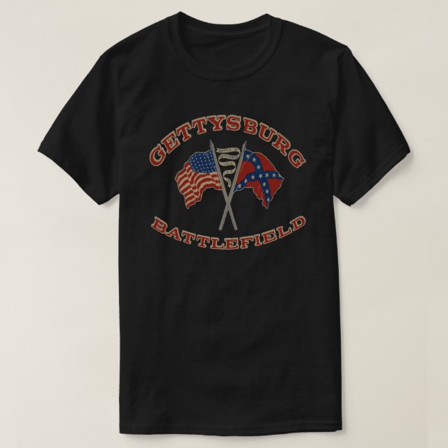 Camiseta Vintage Gettysburg Battlefield E Flagres Image (Frente do Design)