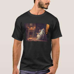 Camiseta Vintage Ghost Book Reader Spooky Halloween Night W