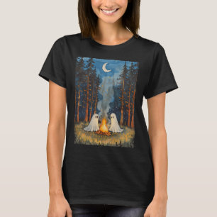 Camiseta Vintage Ghost Campfire Camping Lover Forest Gothic