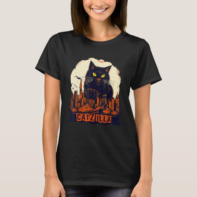 Camiseta Vintage Giant Kitty Cat Catzilla (Frente)