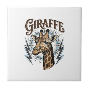Camiseta Vintage Girafa com Relâmpago Desenhada_