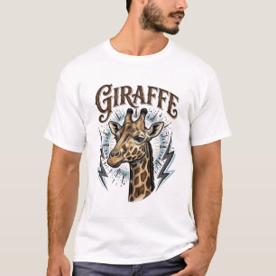 Camiseta Vintage Girafa Iluminada Gravada Design_