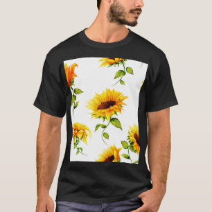 Camiseta Vintage Girassol Desenhado À Mão