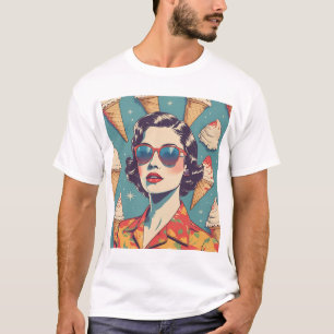 Camiseta Vintage Glam Lady - Óculos de sol e Cones Tee