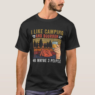 Camiseta Vintage, Gosto De Acampamento E Bourbon E Talvez 3
