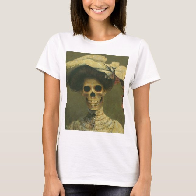 Camiseta Vintage Gothic Skeleton Lady (Frente)