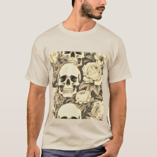 Camiseta Vintage Gótica - Crânio Floral