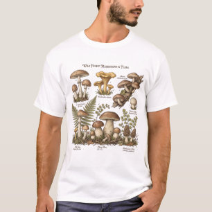 Camiseta Vintage Gráfico de Cogumelo e Samambaia B