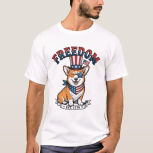 Camiseta Vintage Gravura Patriota Liberdade Corgi_