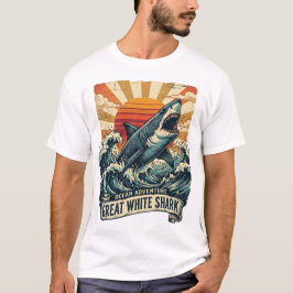 Camiseta Vintage Great White Shark - Ocean Adventure T-Shir