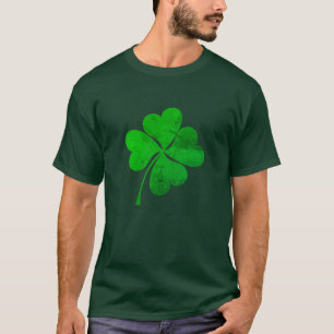 Camiseta Vintage Green Lucky Clover Rua. Dia de Patrick