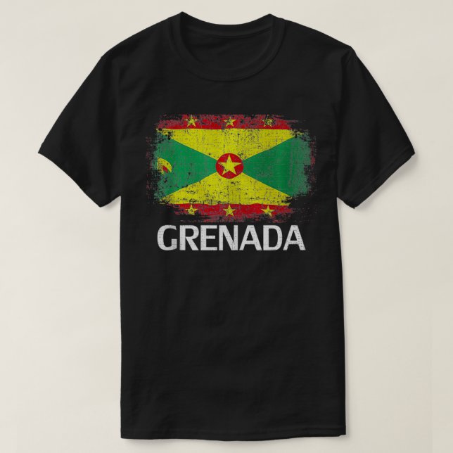 Camiseta Vintage Grenada Flag Para Gift Grenadiano (Frente do Design)