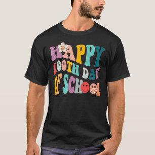 Camiseta Vintage Groovy Feliz 100º Dia da Escola para o Ens