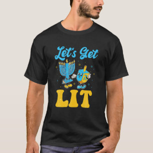 Camiseta Vintage Groovy Hanukkah Decorre Dreidel Menora