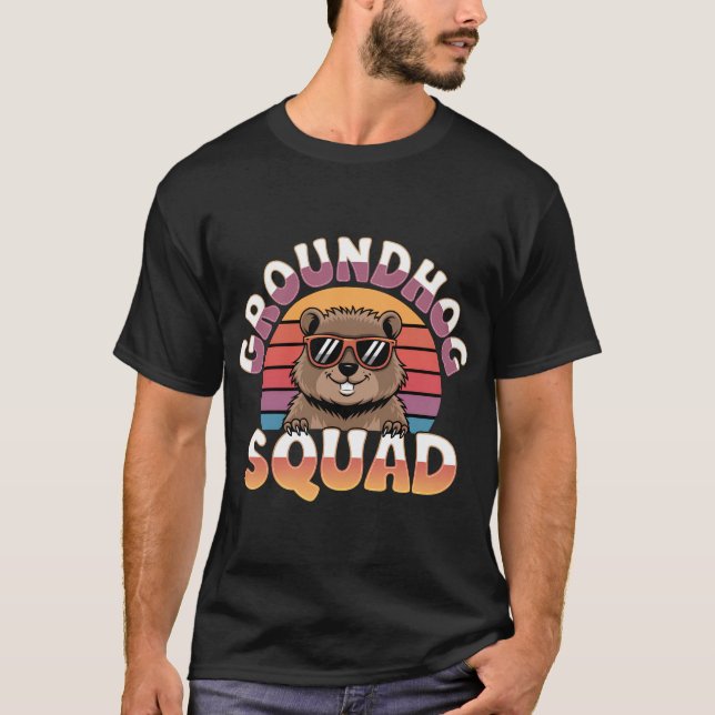 Camiseta Vintage Groundhog Squad Feliz Dia do Marmoço (Frente)