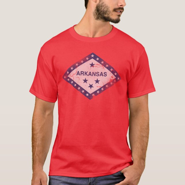 Camiseta Vintage Grunge Flag do Arkansas (Frente)