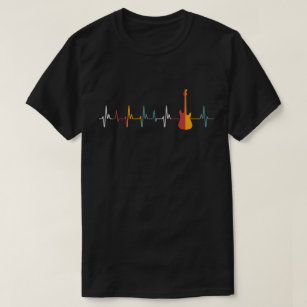 Camiseta Vintage Guitar Heartbeat Elétrica Guitarra Amantes