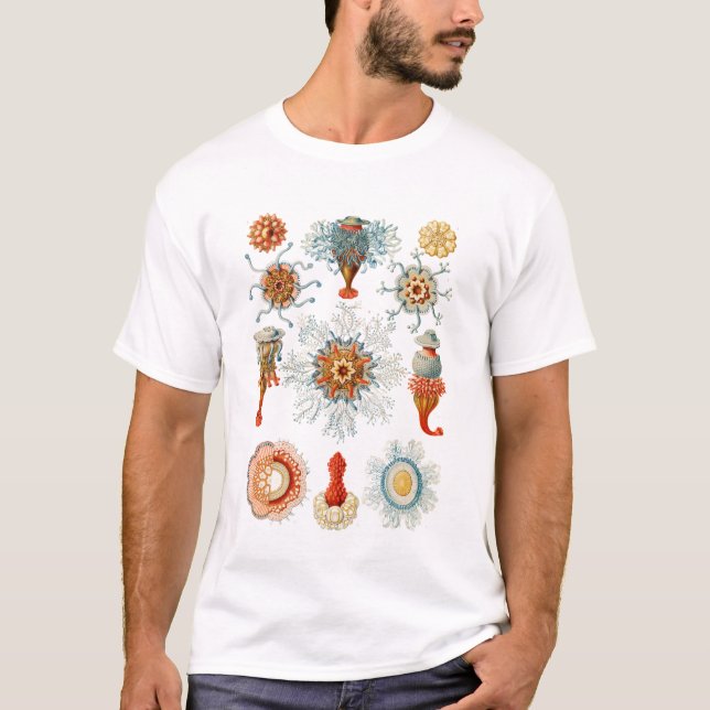 Camiseta Vintage Haeckel Siphonophore Marine Life Jellyfish (Frente)