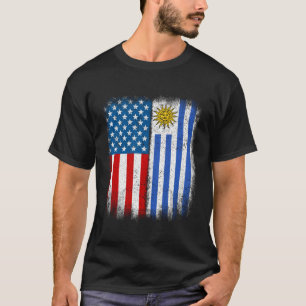 Camiseta Vintage Half Uruguay American Flag Uruguai Usa