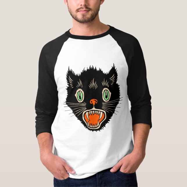 Camiseta Vintage Halloween Black Cat Shirt (Frente)