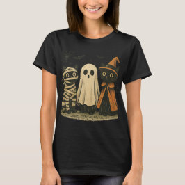 Camiseta Vintage Halloween Black Cat Trio T-Shirt | Cute Mu