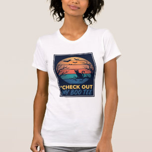 Camiseta Vintage Halloween Gato Preto Boo Design_1