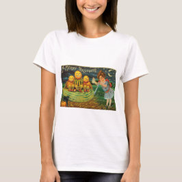 Camiseta Vintage Halloween Girl com Pumpkins
