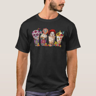 Camiseta Vintage Halloween Horror Latino Café Cups Skull S