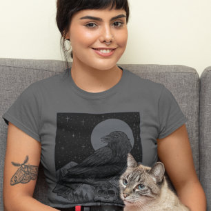 Camiseta Vintage Halloween Lua Cheia Caveira Gótica