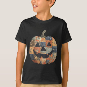 Camiseta Vintage Halloween Patchwork Pumpkin Quilado Queda 