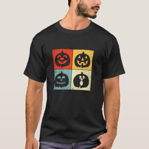Camiseta Vintage Halloween Pumpkin Face Jack O Lanterna Cus