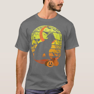 Camiseta Vintage Halloween Pumpkins Assustador Cat Witch Ha
