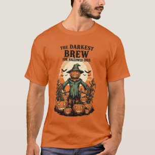 Camiseta Vintage Halloween Scarecrow Art com Lua Cheia