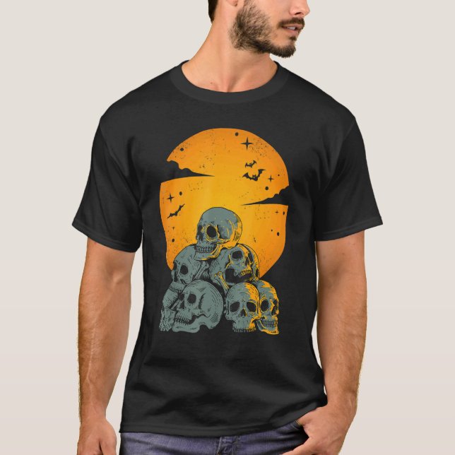 Camiseta Vintage Halloween Skeleton Head Skeleton (Frente)