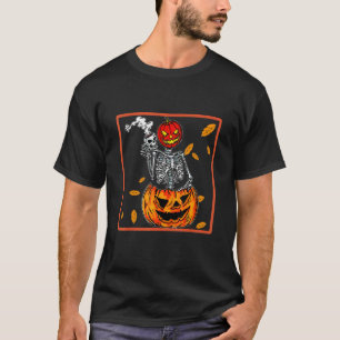 Camiseta Vintage Halloween Skeleton Pumpkin Spice Later Syr