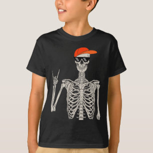 Camiseta Vintage Halloween Skeleton Rock On-hand Skeleton M