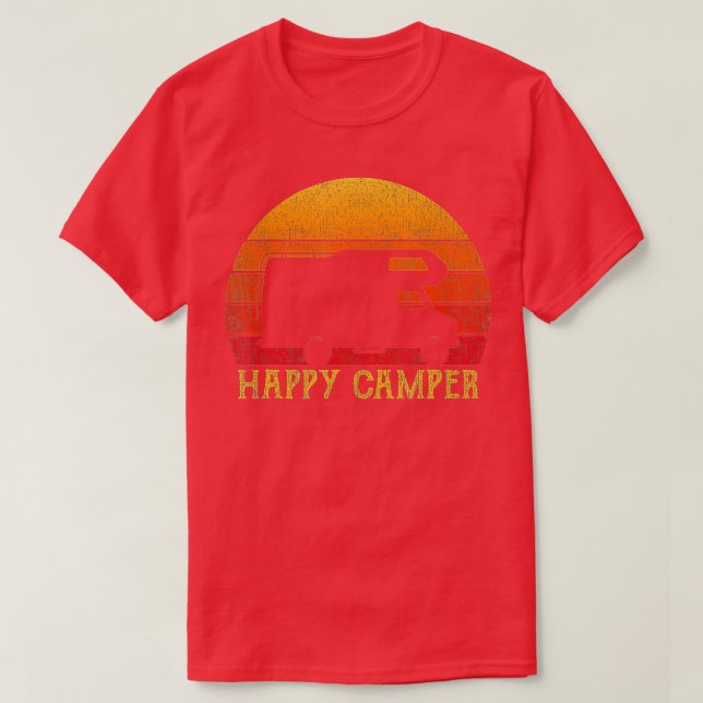 Camiseta Vintage Happy Camper RV Camper Men Retro (Frente do Design)