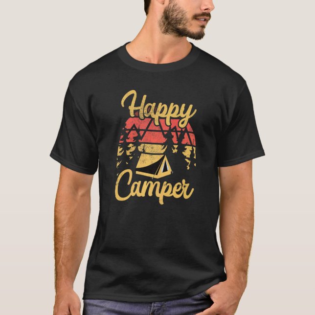 Camiseta Vintage Happy Camper Summer Camp Camp Nature (Frente)