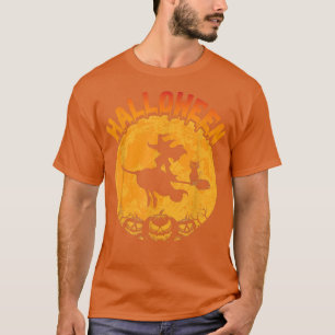 Camiseta Vintage Happy Halloween Costume Witch With Cat & M