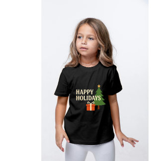 Camiseta Vintage Happy Holidays Christmas Tree & Gift Illus