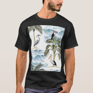 Camiseta Vintage havaiana, padrão floral de verão.