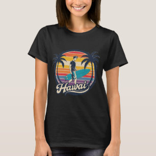 Camiseta Vintage Hawaii Surfing Retro Sunset Aestético
