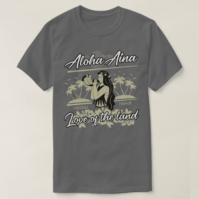 Camiseta vintage hawaiian Aloha Aina TShirt (Frente do Design)