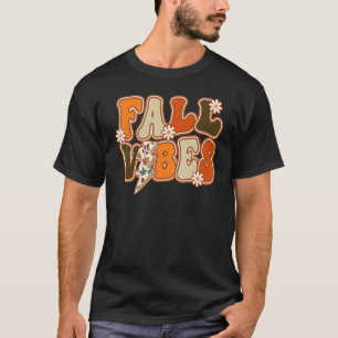 Camiseta Vintage Hello Fall Floral Groovy Fall Vibes Autumn
