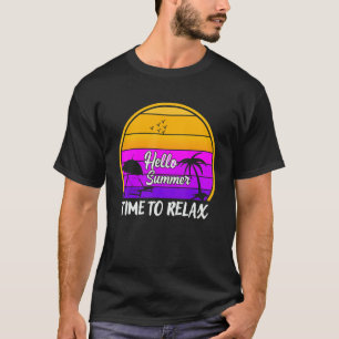 Camiseta Vintage Hello Summer Retro Beach É Hora De Relaxar