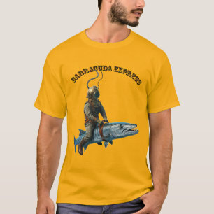 Camiseta Vintage Helmet Diver Riding a Barracuda Fish URM
